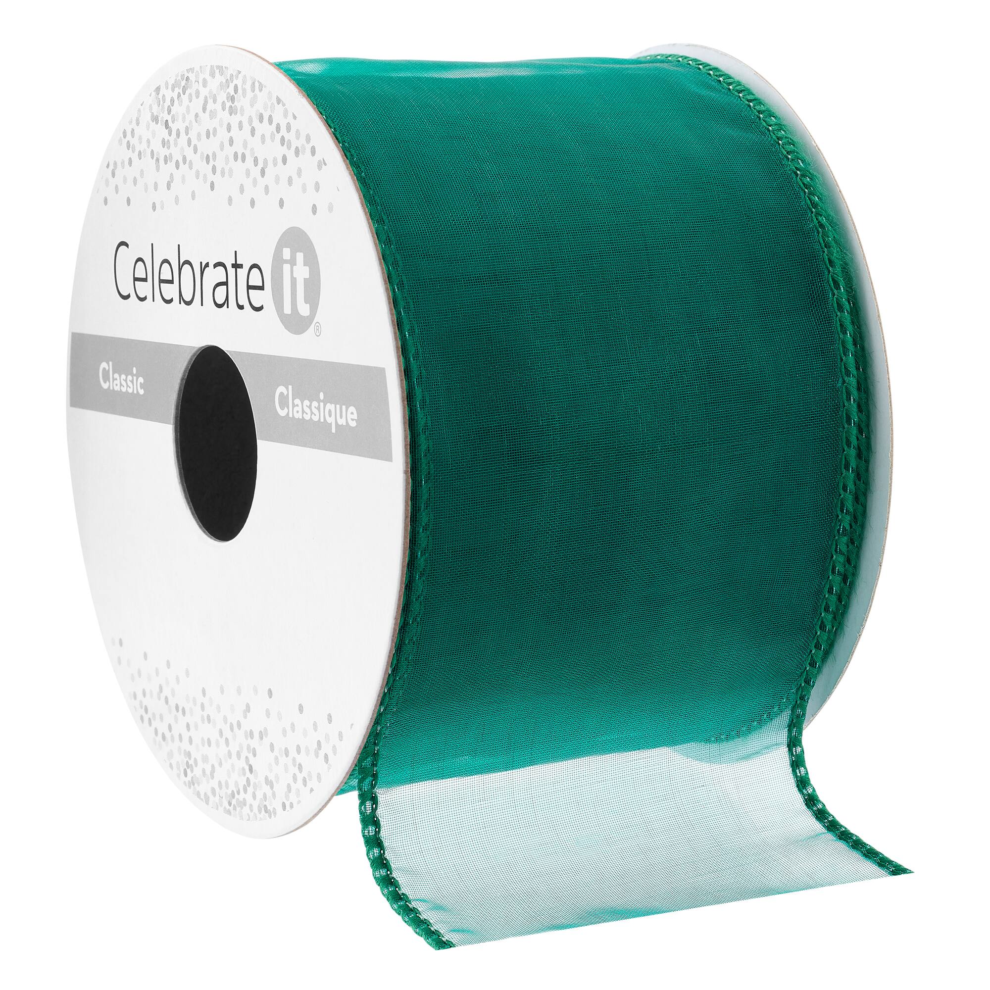 2.5" x 10yd. Green Organza Wired Ribbon by Celebrate It™ Classic